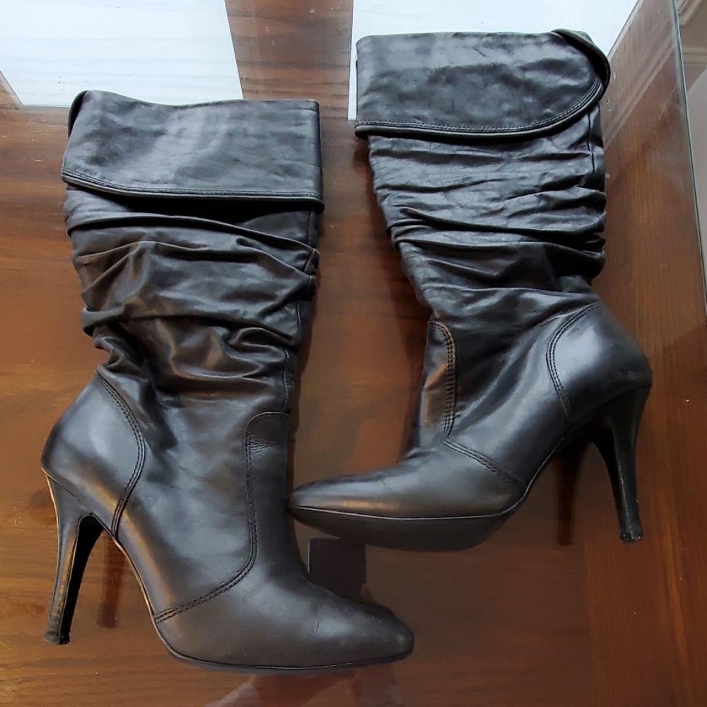 ALDO Black Leather Knee High Boots size 6